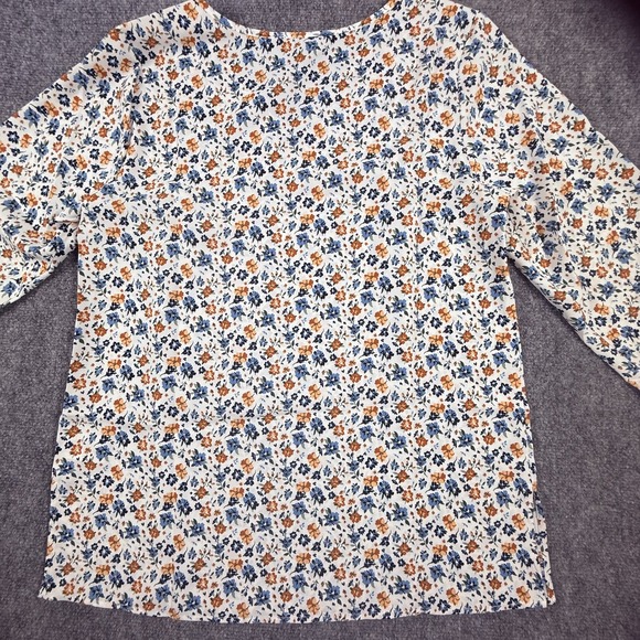 Mario Serrani Blouse Womens Medium Floral V Neck 3/4 Sleeve Lightweight Top - Picture 8 of 8
